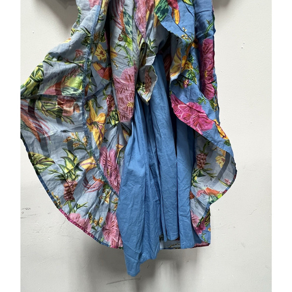 FARM RIO Toucans Garden Midi Dress In Blue Size XS Puff Sleeve Multicolor NEW - Picture 10 of 14